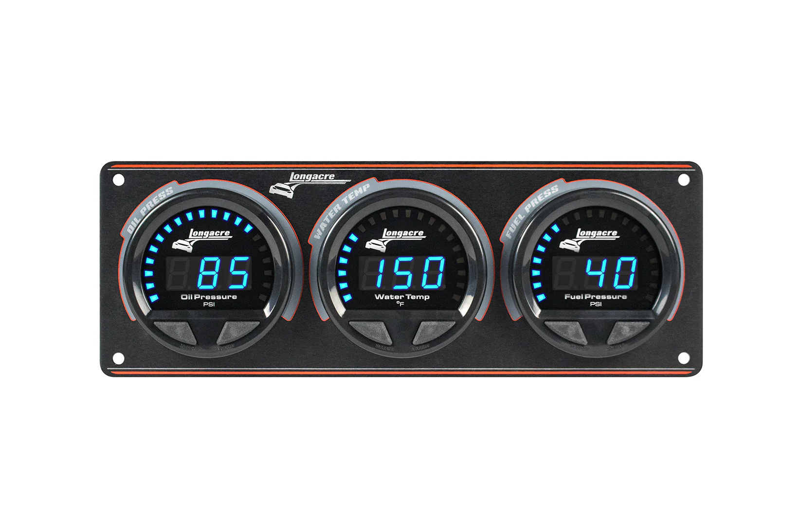 Digital Elite LED Waterproof Gauge Panel, 3 Gauge Oil Pressure/Water Temperature/Fuel Pressure 120psi