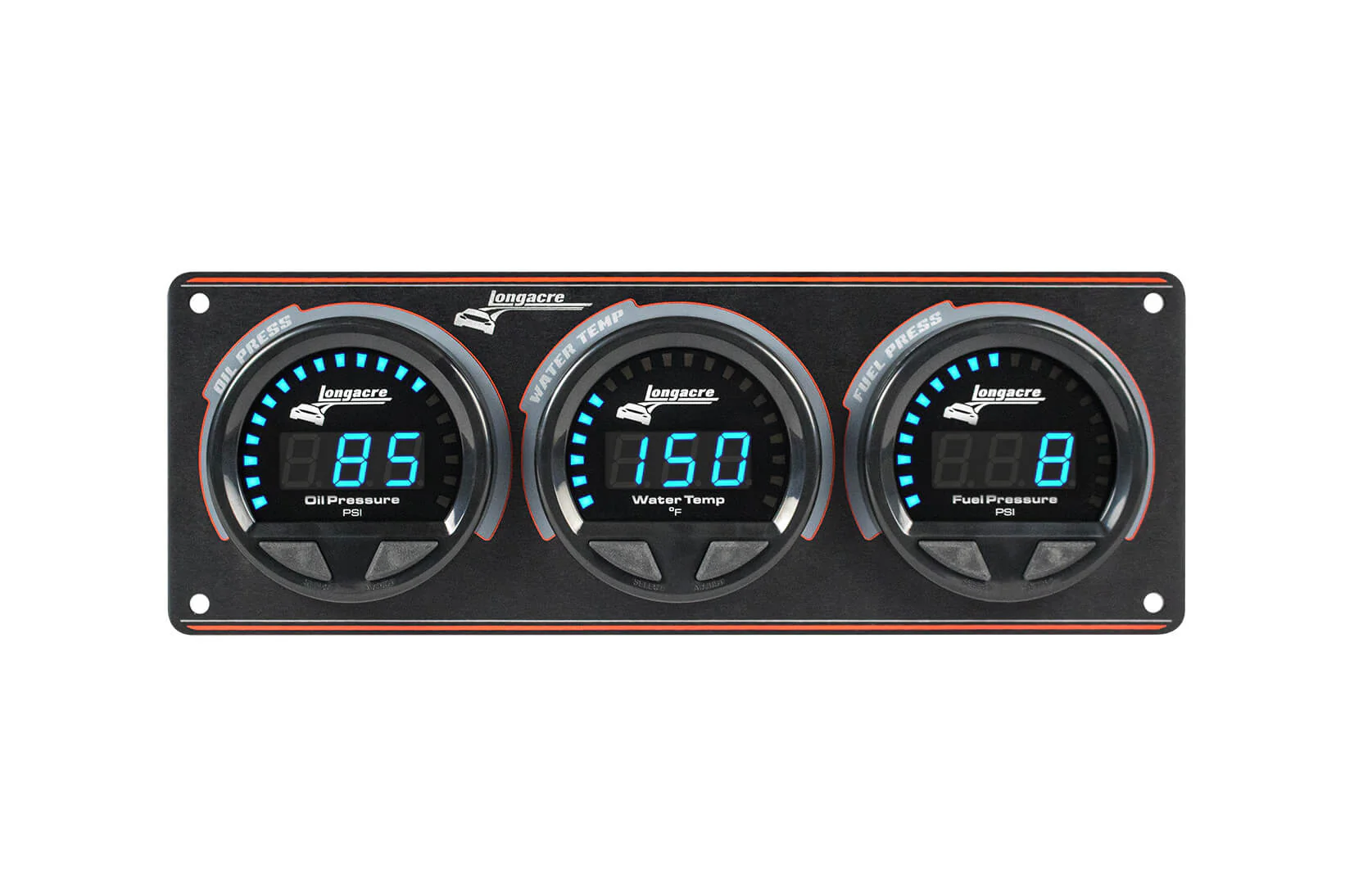 Digital Elite LED Waterproof Gauge Panel, 3 Gauge Oil Pressure/Water Temperature/Fuel Pressure 15psi