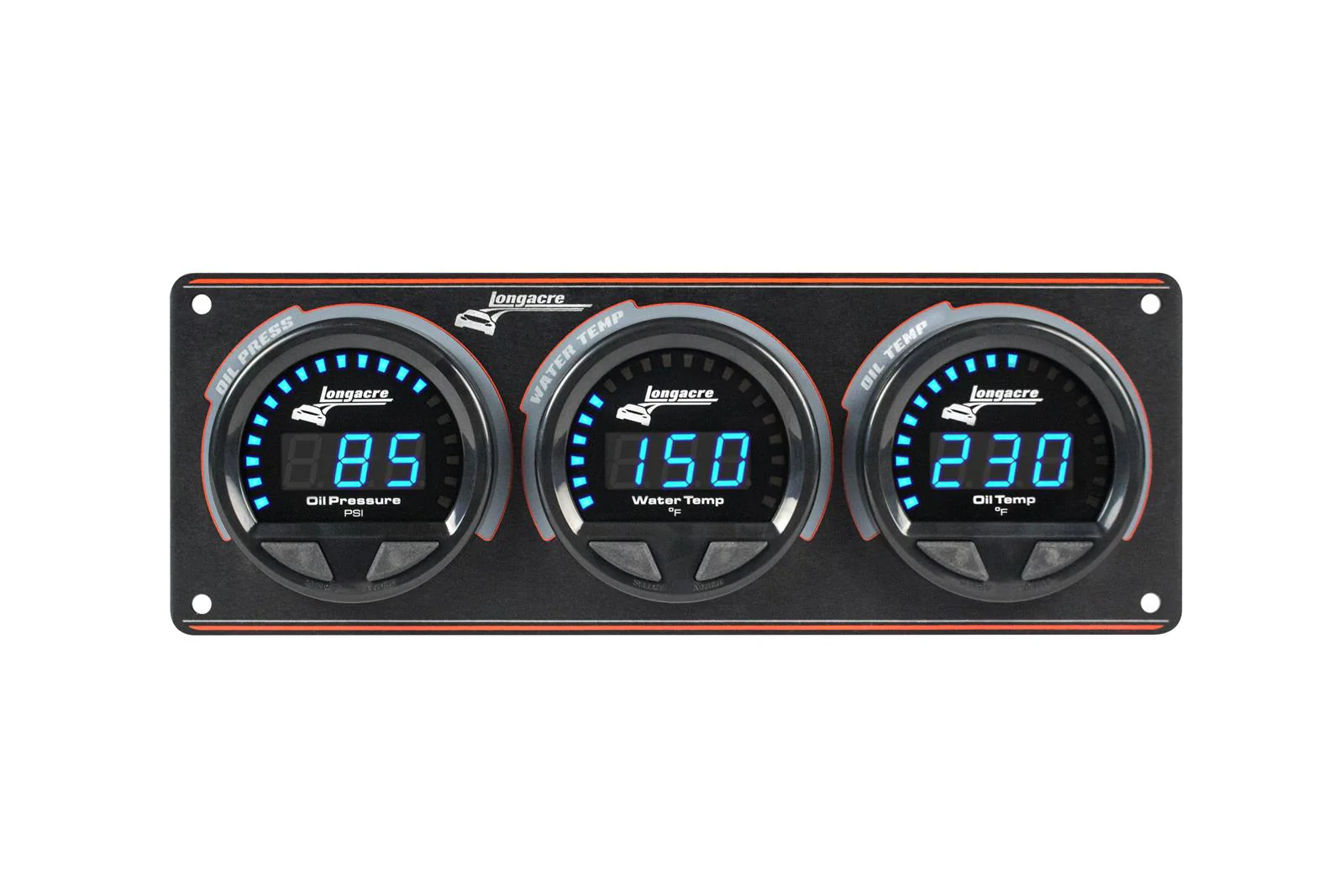 Digital Elite LED Waterproof Gauge Panel, 3 Gauge Oil Pressure/Water Temperature/Oil Temperature 340°
