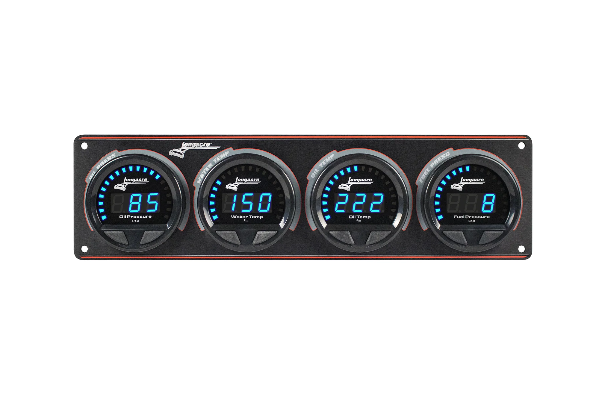 Digital Elite LED Waterproof Gauge Panel, 4 Gauge Oil Pressure/Water Temperature/Oil Temperature/Fuel Pressure 15psi