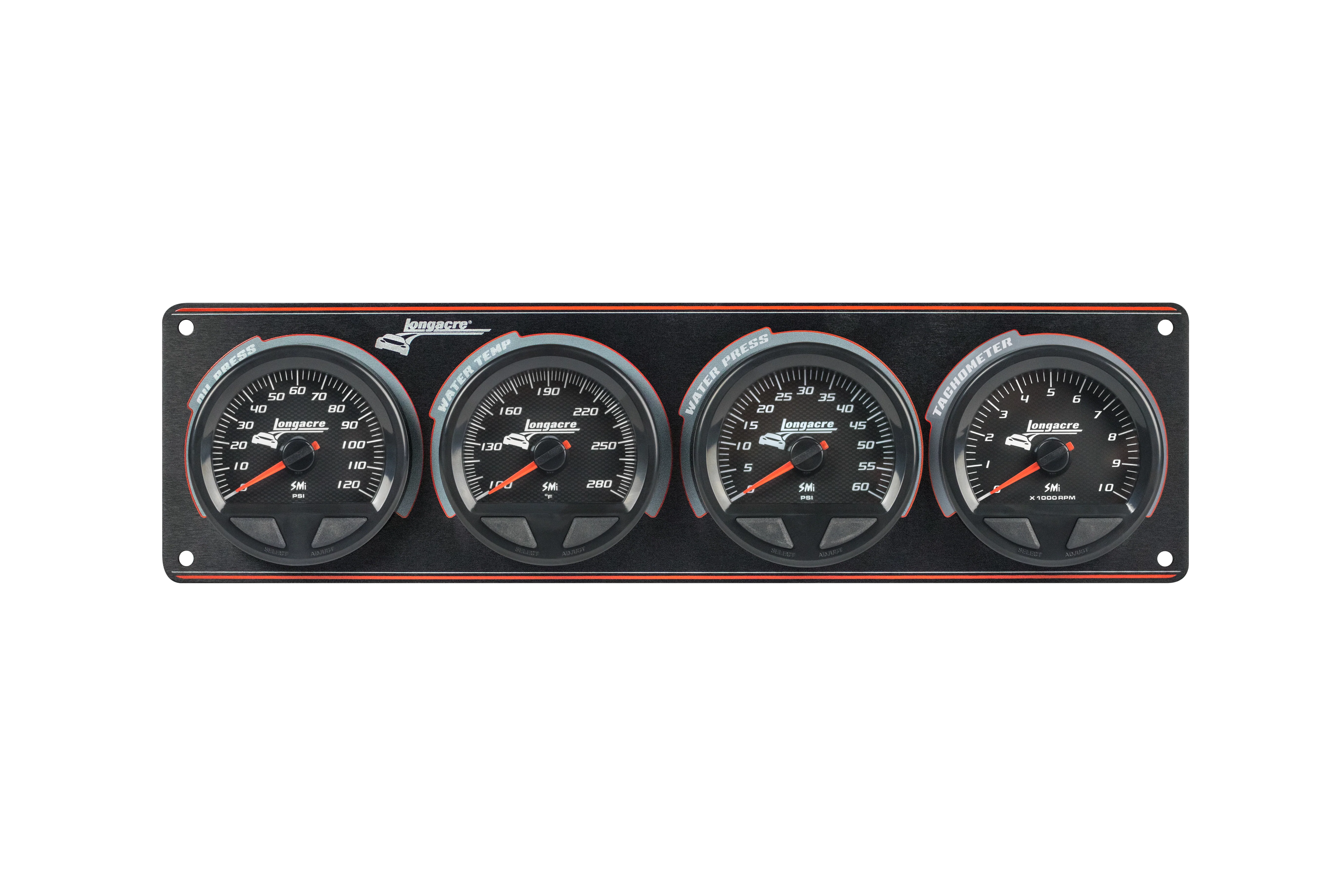 SMiâ„¢ Elite Waterproof Gauge Panel from Longacre, 3 Gauge Oil Pressure/Water Temperature/Water Pressure/Tach - Image 2