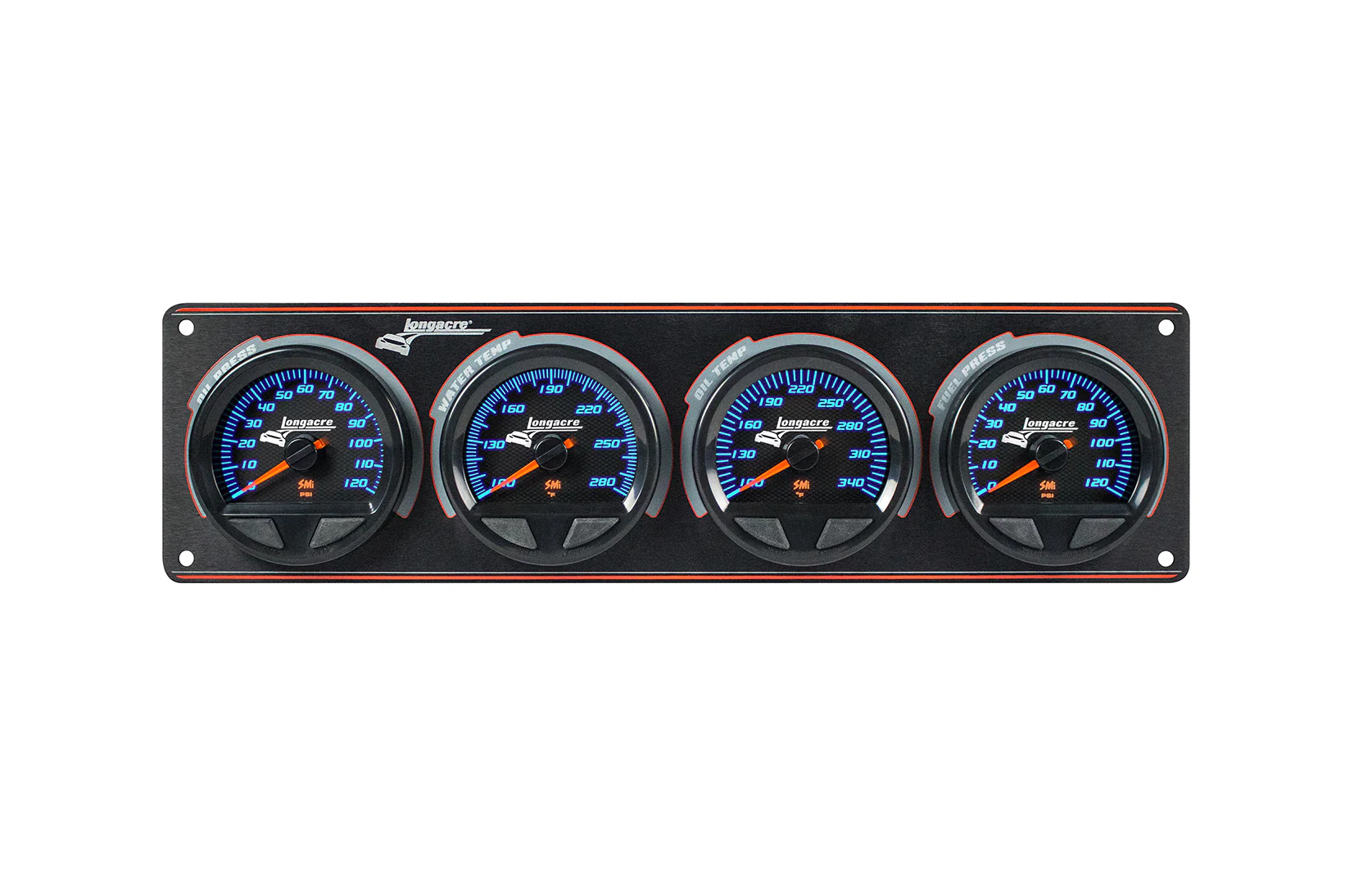 SMi⢠Elite Waterproof Gauge Panel, 4 Gauge Oil Pressure/Water Temperature/Oil Temperature/Fuel Pressure 120psi