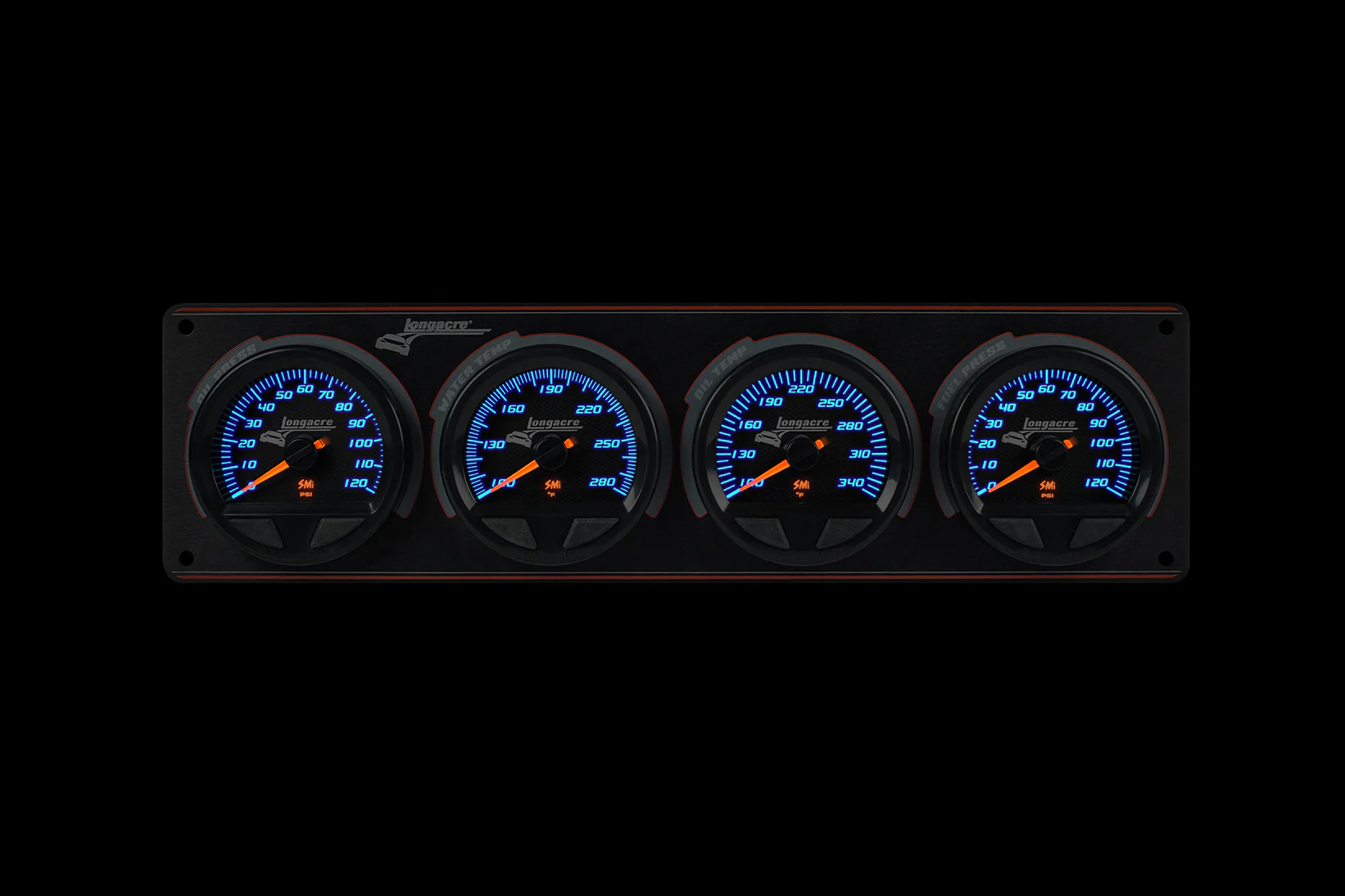 SMi⢠Elite Waterproof Gauge Panel, 4 Gauge Oil Pressure/Water Temperature/Oil Temperature/Fuel Pressure 120psi - Image 2