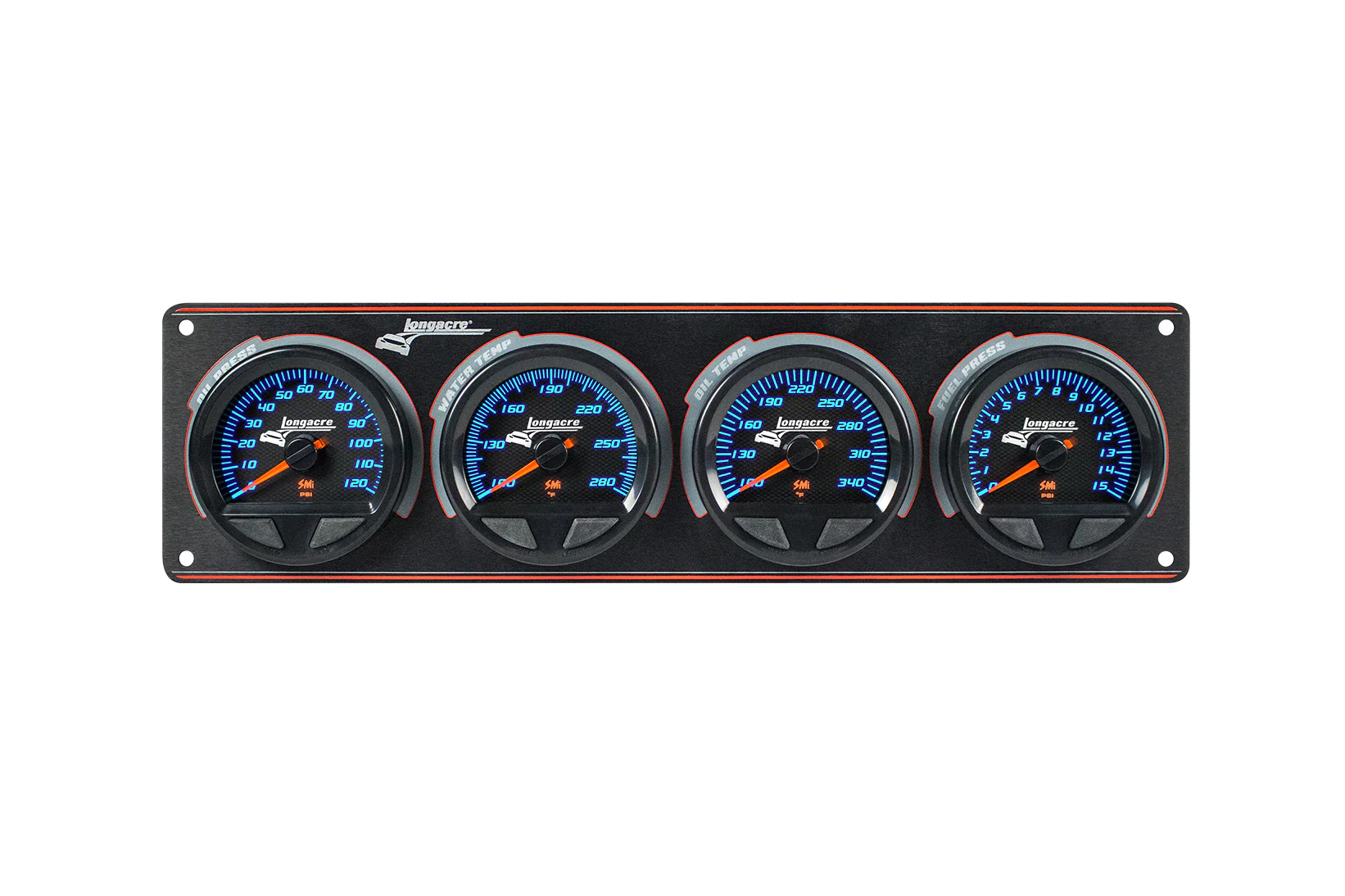 SMi⢠Elite Waterproof Gauge Panel, 4 Gauge Oil Pressure/Water Temperature/Oil Temperature/Fuel Pressure 15psi