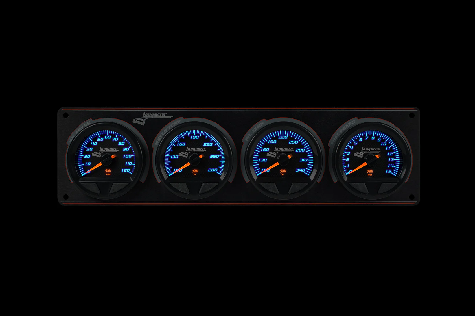 SMi⢠Elite Waterproof Gauge Panel, 4 Gauge Oil Pressure/Water Temperature/Oil Temperature/Fuel Pressure 15psi - Image 2